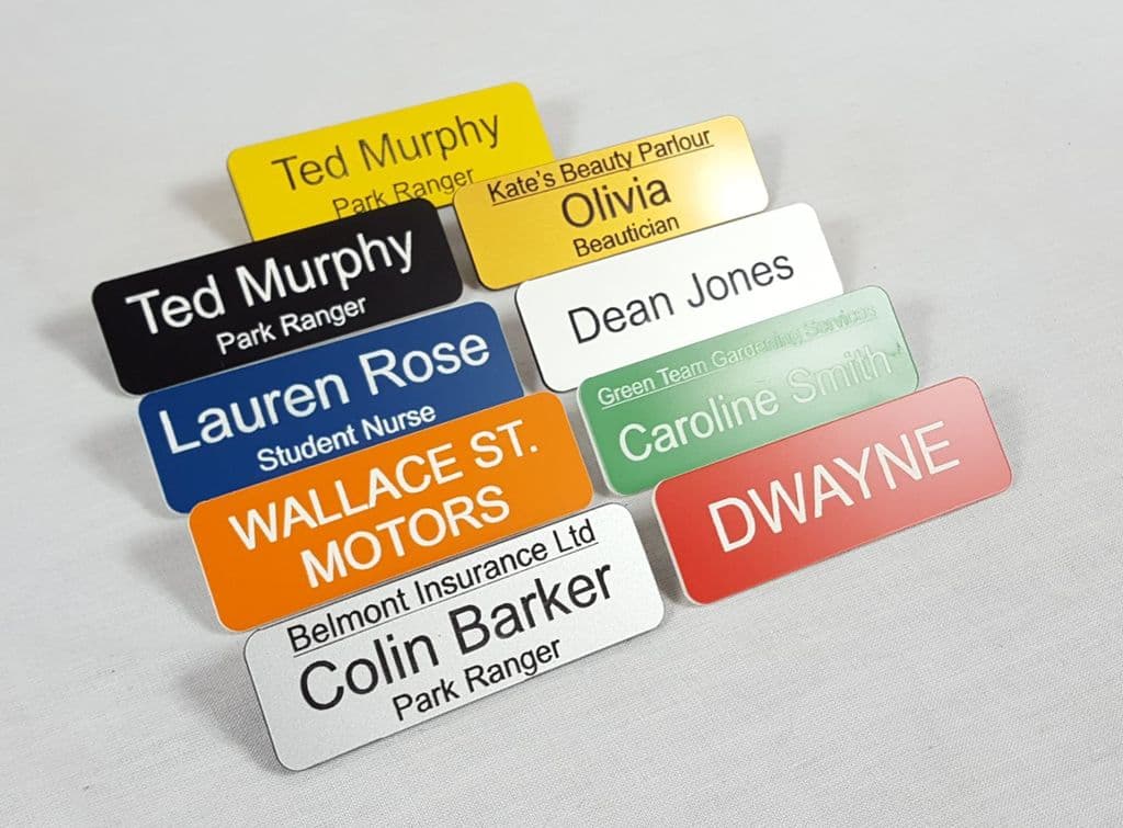 Personalised Acrylic Pack of 10 Name Badges with Pin fixing - Choice of